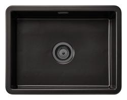 Ausmann Ceramic Ember Keramische Mat Zwarte Spoelbak - Opbouw en Onderbouw 54 x 40 cm met Gun metal plug 1208971498