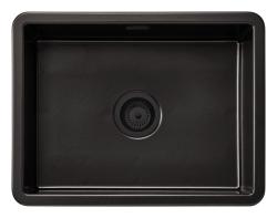 Ausmann Ceramic Ember Keramische Mat Zwarte Spoelbak - Opbouw en Onderbouw 54 x 40 cm met Zwarte plug 1208971499