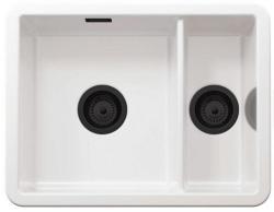 Ausmann Ceramic Ember Keramische Witte Anderhalve Spoelbak Opbouw en Onderbouw 495 x 370 mm met Zwarte pluggen 1208971516