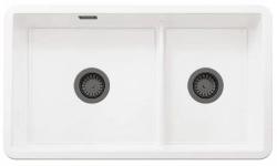 Ausmann Ceramic Ember Keramische Witte Anderhalve Spoelbak Opbouw en Onderbouw 733 x 401 mm met Gun metal pluggen 1208971520