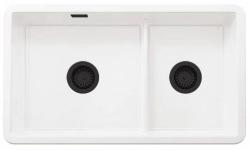 Ausmann Ceramic Ember Keramische Witte Anderhalve Spoelbak Opbouw en Onderbouw 733 x 401 mm met Zwarte pluggen 1208971521
