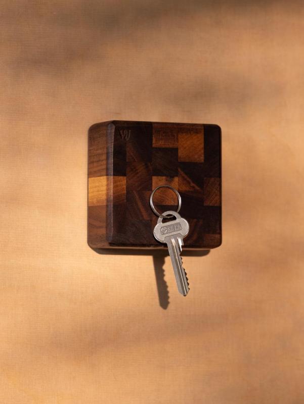 Woodsea End Grain Walnut - Walnoothouten Sleutelhouder 9x9 cm 1208971601