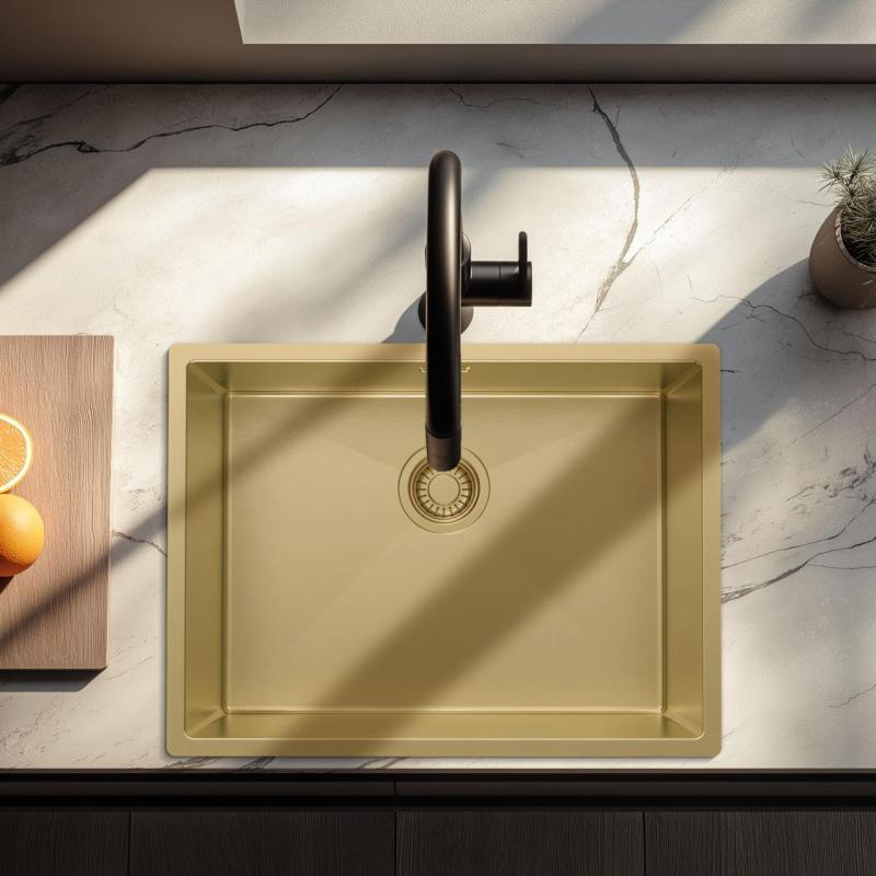 Pure.Sink Luxion Gouden spoelbak 55x40 cm onderbouw, vlakinbouw en opbouw PLX5540-60