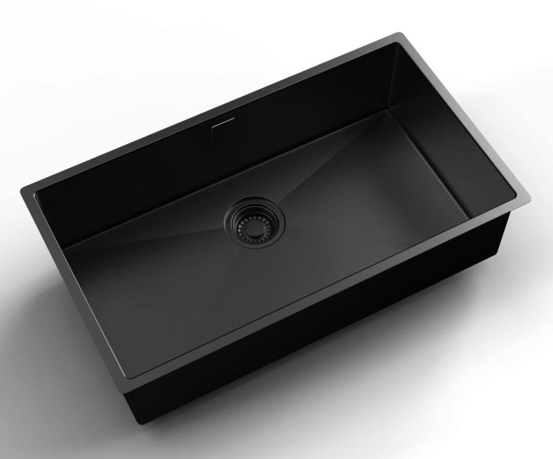 Pure.Sink Luxion Grote PVD Zwarte spoelbak 74x40 cm onderbouw, vlakinbouw en opbouw PLX7440-63