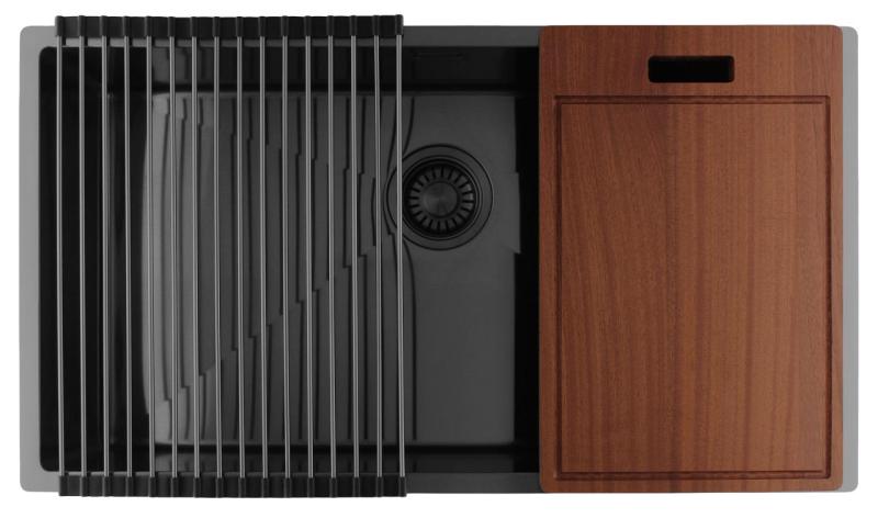 Pure.Sink Luxion Grote Gun metal spoelbak 74x40 cm onderbouw, vlakinbouw en opbouw PLX7440-61