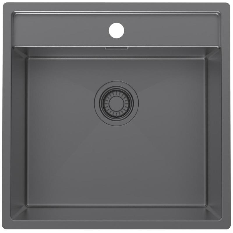 Pure.Sink Luxion Gun metal spoelbak 51x50 cm Tapwing met kraangatbank PLX5150T-61