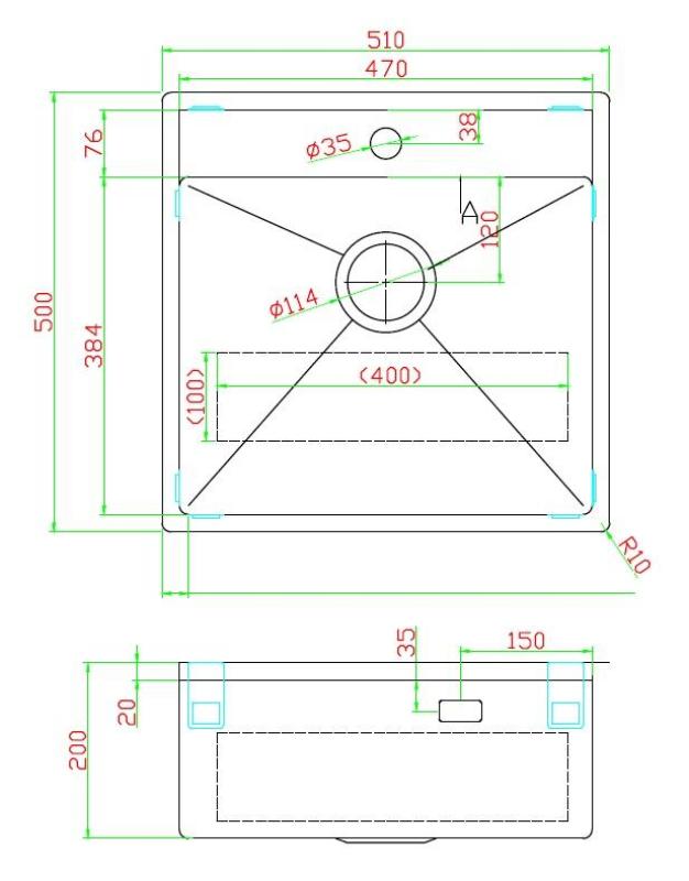 Pure.Sink Luxion Gun metal spoelbak 51x50 cm Tapwing met kraangatbank PLX5150T-61