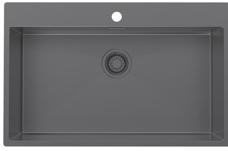 Pure.Sink Luxion Grote Gun metal spoelbak 78x50 cm Tapwing met kraangatbank PLX7850T-61