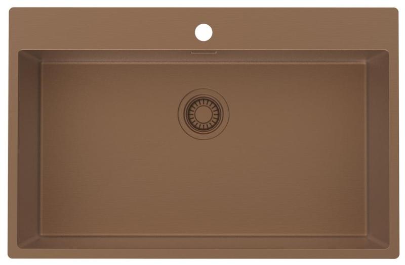 Pure.Sink Luxion Grote Koperen spoelbak 78x50 cm Tapwing met kraangatbank PLX7850T-62