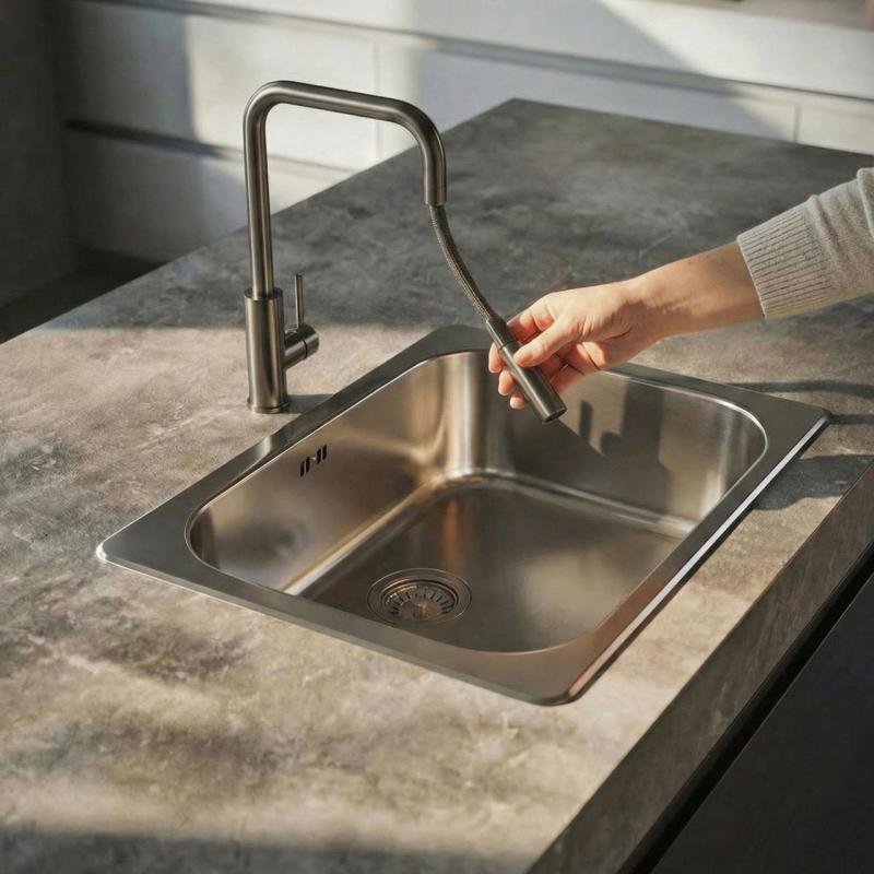 Pure.Sink Luxion Gun metal keukenkraan square met uittrekbare uitloop PLXSQUA-61