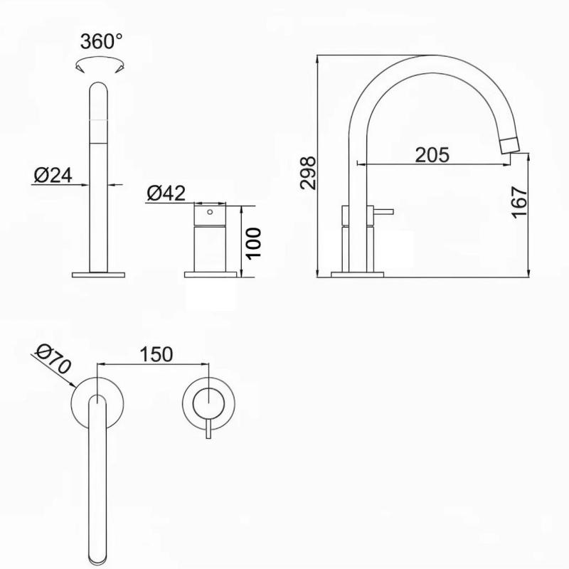 Pure.Sink Luxion 2-gats Mat Zwarte keukenkraan met ronde uitloop PLX2HR-10