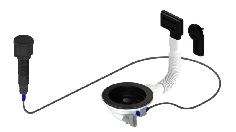 Granitemy Zwarte Afvoerset inclusief drukknop-waste met plug, plus rechthoekige en ronde overloop 1208971746