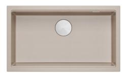 Quadri Newport II grote en diepe spoelbak graniet opbouw en onderbouw Beige spoelbak 76x45cm met rvs plug 1208971760