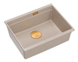 Quadri Newport II graniet onderbouw beige spoelbak 560x450mm met koperen plug en afvoerkapje 1208971764