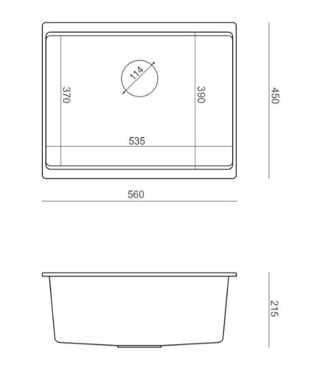 Quadri Newport II graniet onderbouw beige spoelbak 560x450mm met gouden plug en afvoerkapje 1208971765