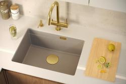 Quadri Newport II graniet onderbouw beige spoelbak 560x450mm met rvs plug en afvoerkapje 1208971766