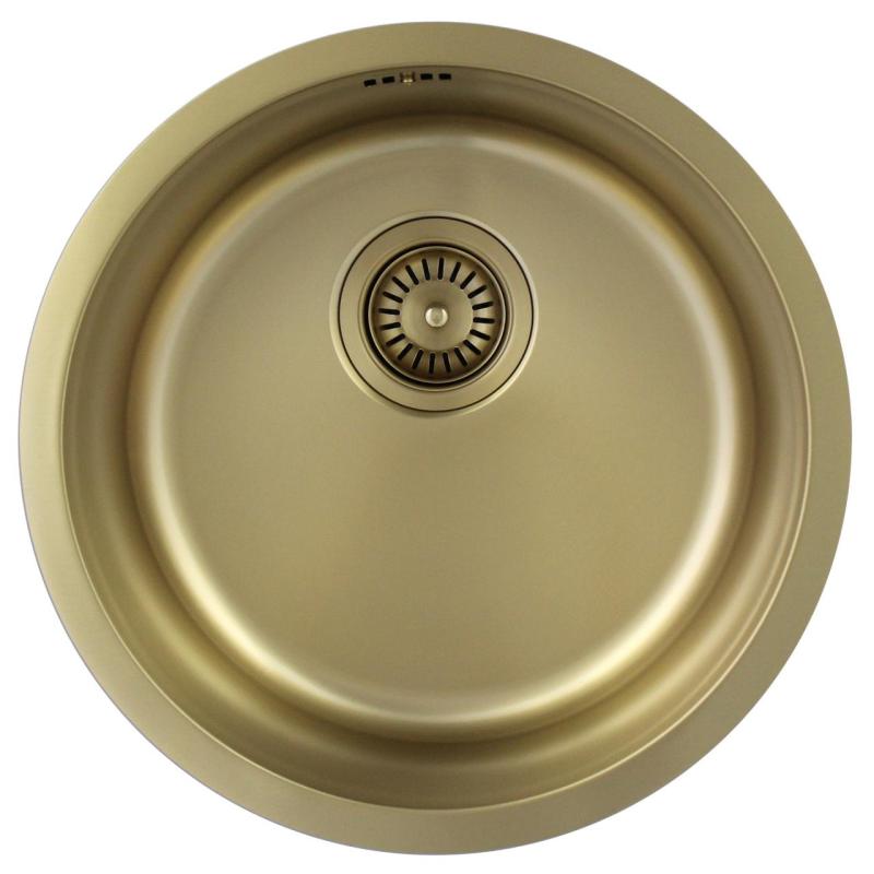 Pure.Sink Rondo Gouden Ronde Spoelbak vlakinbouw, onderbouw en opbouw 38 cm PRN38-60