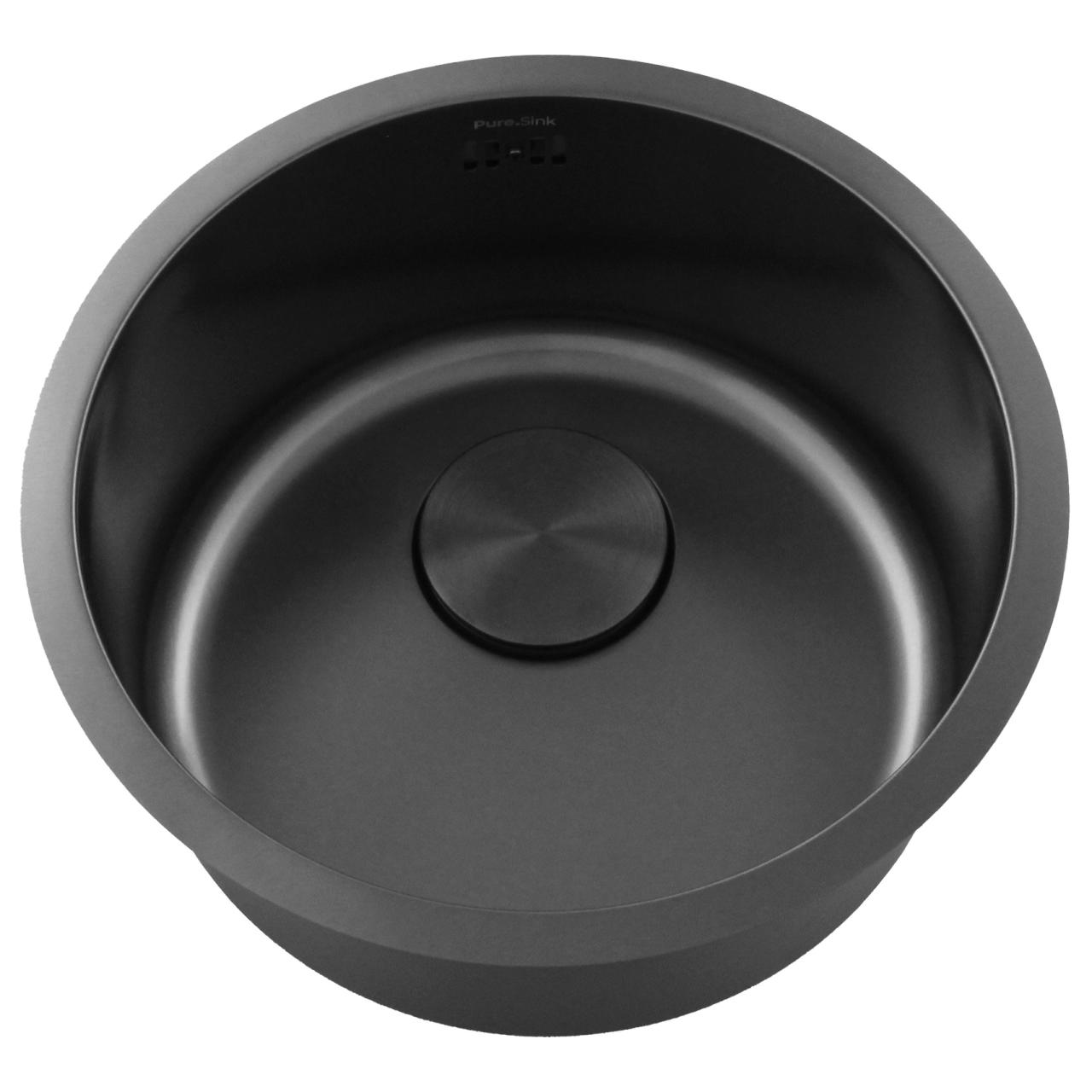 Pure.Sink Rondo Gun metal Ronde Spoelbak vlakinbouw, onderbouw en opbouw  38 cm PRN38-61