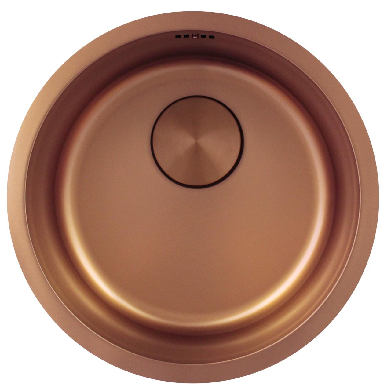 Pure.Sink Rondo Koperen Ronde Spoelbak vlakinbouw, onderbouw en opbouw 38 cm PRN38-62