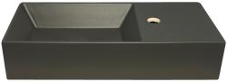 OUTLET Flavio Murano keramisch fontein antraciet wasbakje 55x25 cm met kraangat rechts met plug in zelfde kleur