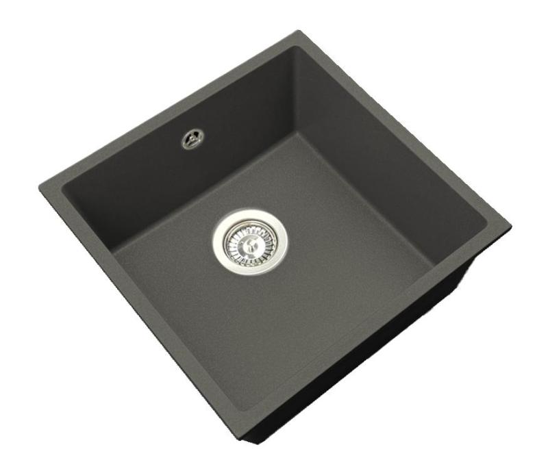 OUTLET GraniteMy Universal Granieten Grijs, donker Spoelbak 40x40 cm  Onderbouw met RVS Plug 1208971810