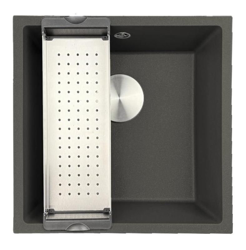 OUTLET GraniteMy Universal Granieten Grijs, donker Spoelbak 40x40 cm  Onderbouw met RVS Plug 1208971810