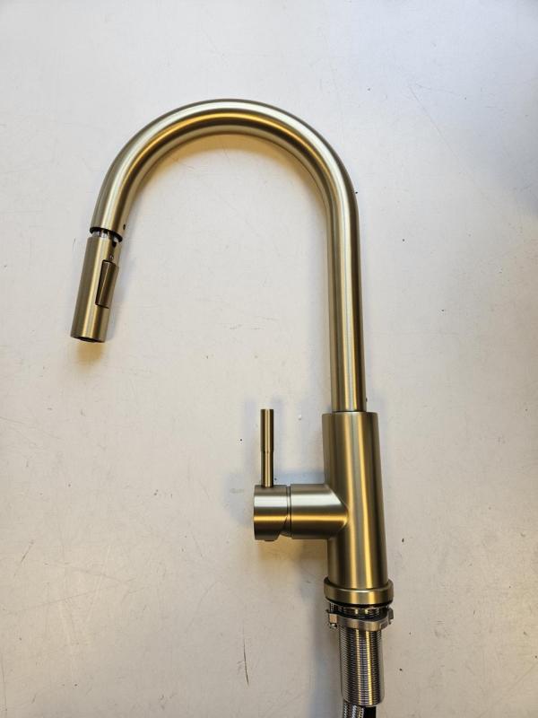 Licht bekrast Pure.Sink Elite Steel Stream-S keukenkraan PVD geborsteld goud met uittrekbare uitloop 1208971857