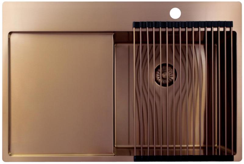 OUTLET Kleine deukjes Pure.Sink Exclusivo Koperen spoelbak met afdruipgedeelte 78x52 cm Tapwing rechts 1208971866