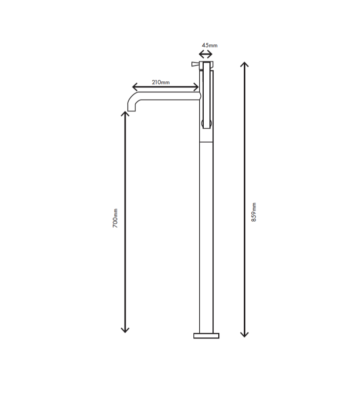 MURO TUA vrijstaande badkraan met handdouche chroom M1.CA1.CR