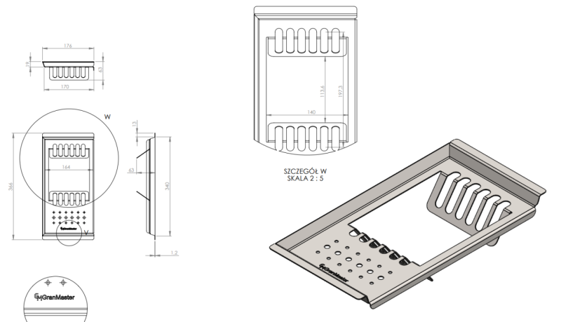 Massimo Accessoire Plate Tray Zwart Mat 366x176x63mm