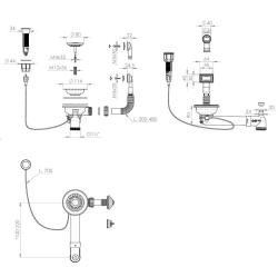 Pure.Sink Universal Mat Witte Afvoerset inclusief drukknop-waste met plug, plus rechthoekige en ronde overloop WSTAUT-32