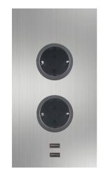 Indux Corner Еnergiezuil met 2 stopcontacten Randaarde en 2 x USB-lader RVS 1208972296