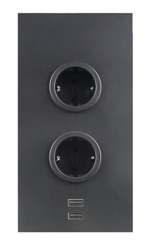 Indux Corner Еnergiezuil met 2 stopcontacten Randaarde en 2 x USB-lader Zwart 1208972297