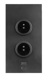 Indux Corner Еnergiezuil met 2 stopcontacten Penaarde en 2 x USB-lader Zwart 1208972302