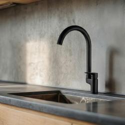 Aquanello Casa Keukenmengkraan Zwart met Bovenhendel BL-1202-CS