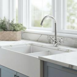 Aquanello Heritage Ascot Klassieke Keuken Nostalgische Keukenkraan Chroom met Ronde Uitloop CR-4003-HA