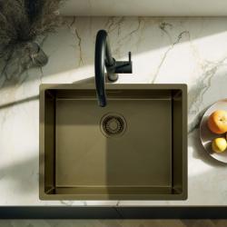 OUTLET Pure.Sink Luxion PVD Antiek Bronzen spoelbak 50x40 cm onderbouw met bodemrek PLX5040-64