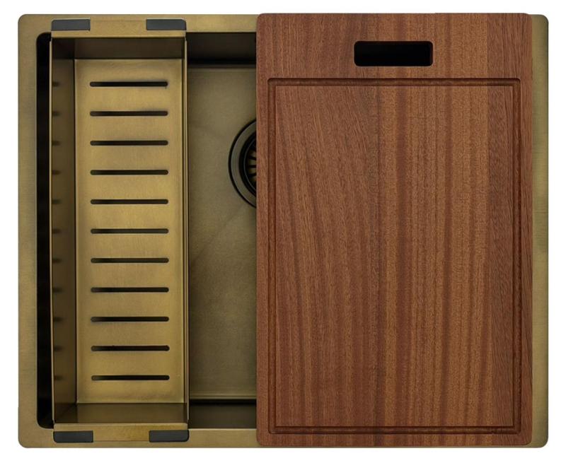 OUTLET Pure.Sink Luxion PVD Antiek Bronzen spoelbak 50x40 cm onderbouw met bodemrek PLX5040-64