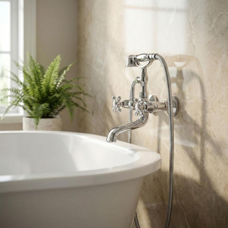 Aquanello Heritage Ascot Klassieke Opbouw Badkraan met Sterknoppen Chroom inclusief Handdouche CR-3002-HA