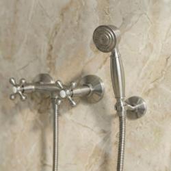 Aquanello Heritage Ascot Klassieke Opbouw Douchekraanset met Sterknoppen RVS inclusief Handdouche NB-2002-HA