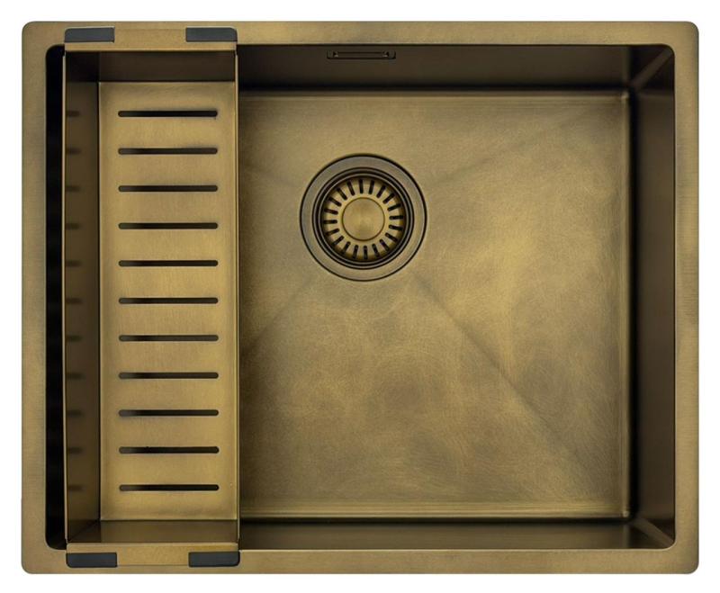 Pure.Sink Luxion PVD Antiek Bronzen spoelbak 50x40 cm onderbouw met bodemrek PLX5040-64
