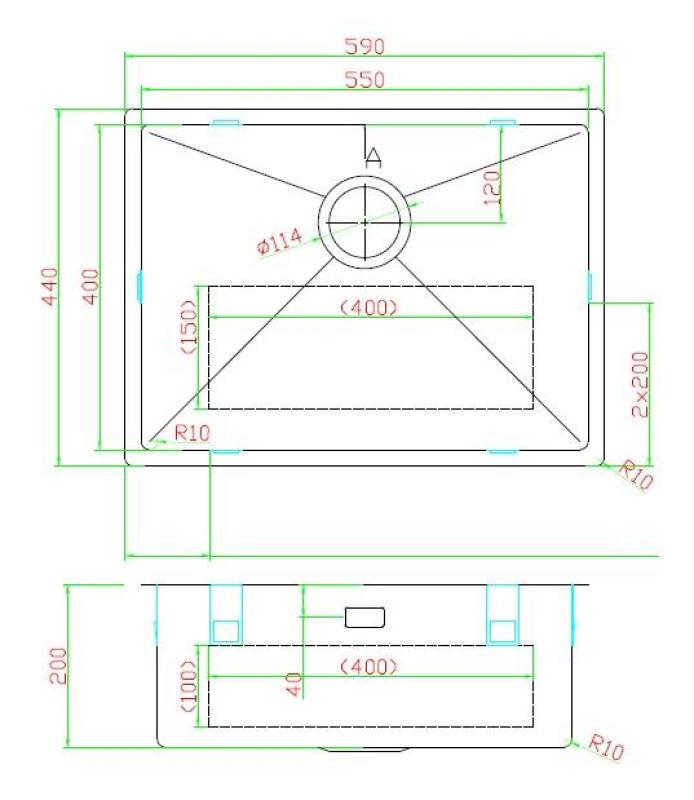 OUTLET Pure.Sink Luxion PVD Zwarte spoelbak 55x40 cm onderbouw 1208972557