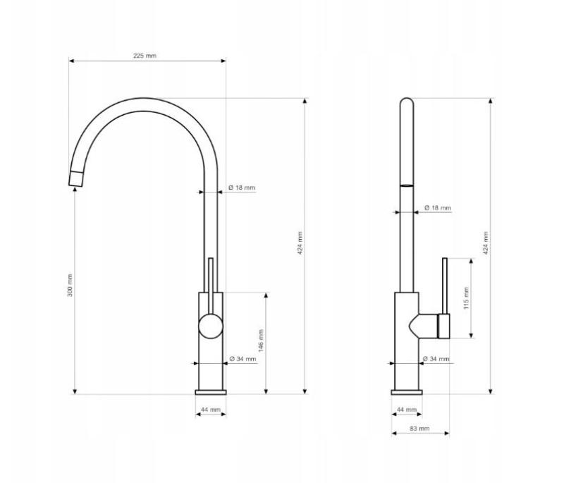 Graniteland Vira Slim Keukenmengkraan Geborsteld Koper met draaibare uitloop 1208972624