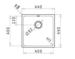 PM Lydia RVS Spoelbak 40x40 cm Onderbouw, Vlakinbouw en Opbouw 1208972639